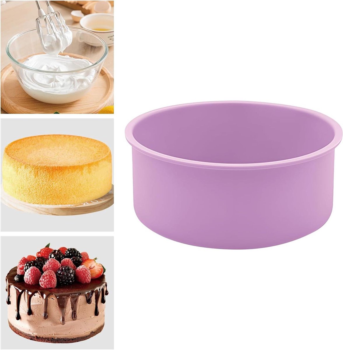 Silicone Cakevorm - Bakvorm Rond - Taarten Bakken - Vaatwasserbestendig - 2 Stuks 16cm - Gekleurd