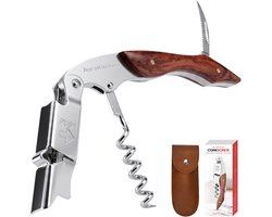 AoraKitchen Kurkentrekker - Wijnopener - Flesopener - 3 in 1 set - Kurkentrekker Wijn - RVS Kelnersmes - Bieropener