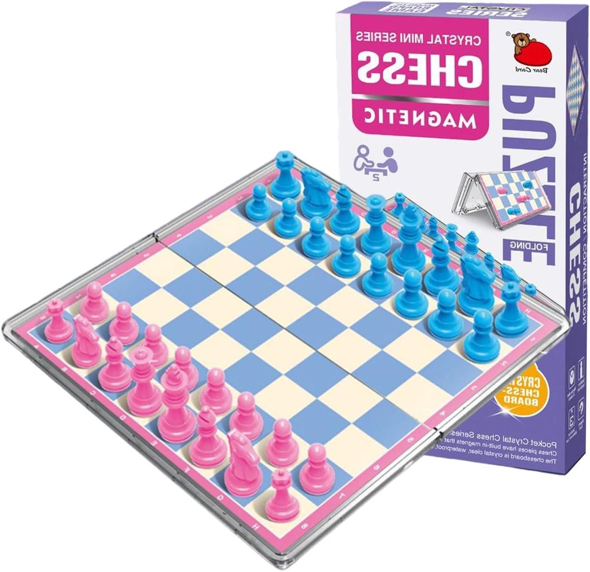 Schaakspel Set - Magnetisch Bord - Strategie Spel - Kristal Stijl - 15 Cm - Transparant