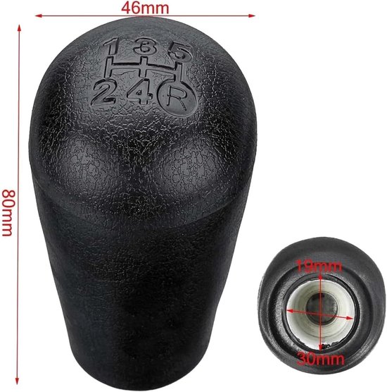 Schakelpookknop - Versnellingspook - Auto Interieur - 5 Versnellingen Gegraveerd - 80mm Hoog - Zwart — afbeelding 3
