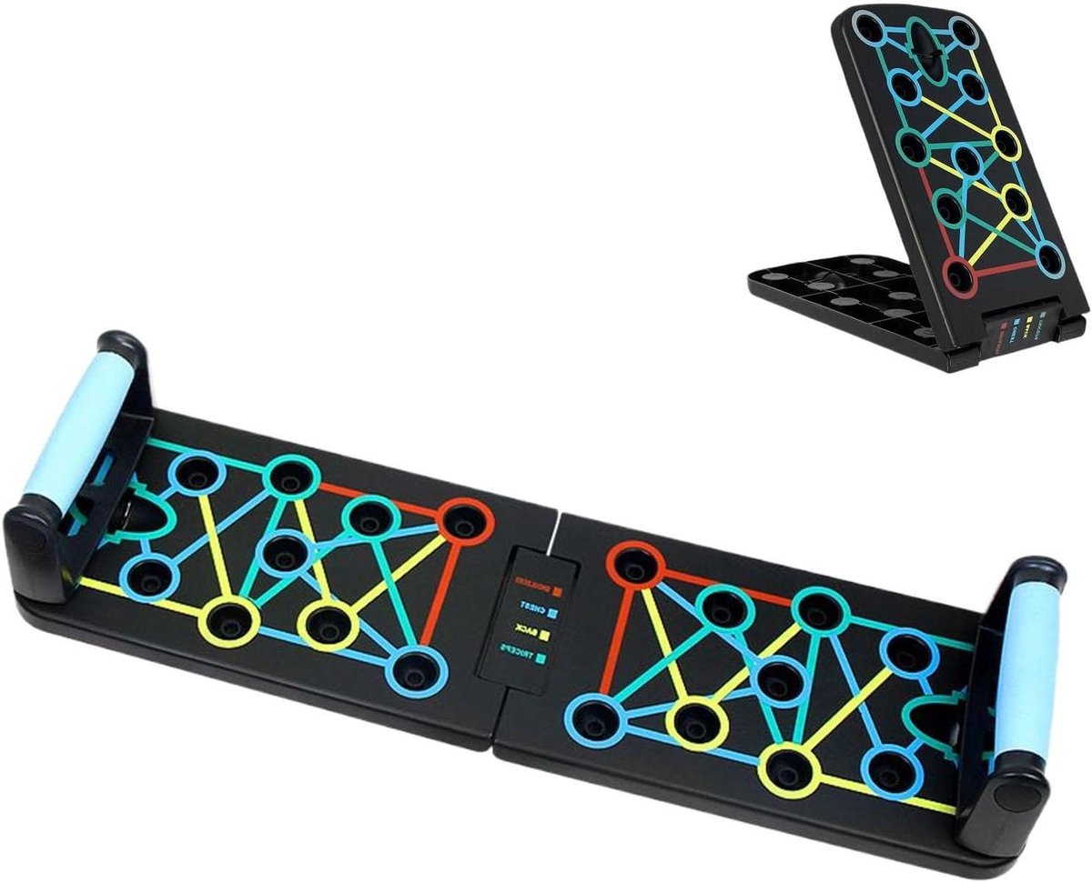 Opvouwbaar Push-up Board - Fitness Bord - Lichaamstraining Thuis - Dynamische Gezoneerde Drukplaten - 32 x 20 x 4 cm