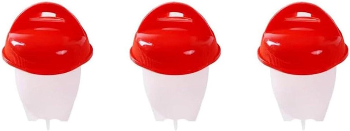 Eierkoker Cups - Eier Maken - Ontbijt Koken - Anti-aanbaklaag - 3 Stuks - Rood