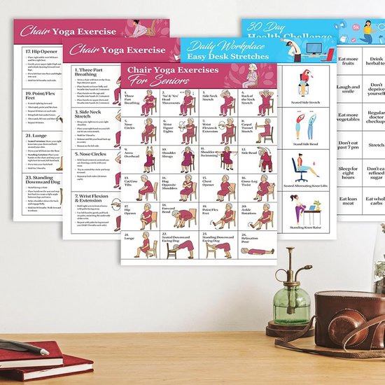 Stoeloefeningen Poster - Yoga Kaart Senioren - Thuis Trainen - Gestructureerd Progressiesysteem - 27.8 x 22.2 cm - Niet gespecificeerd — afbeelding 3