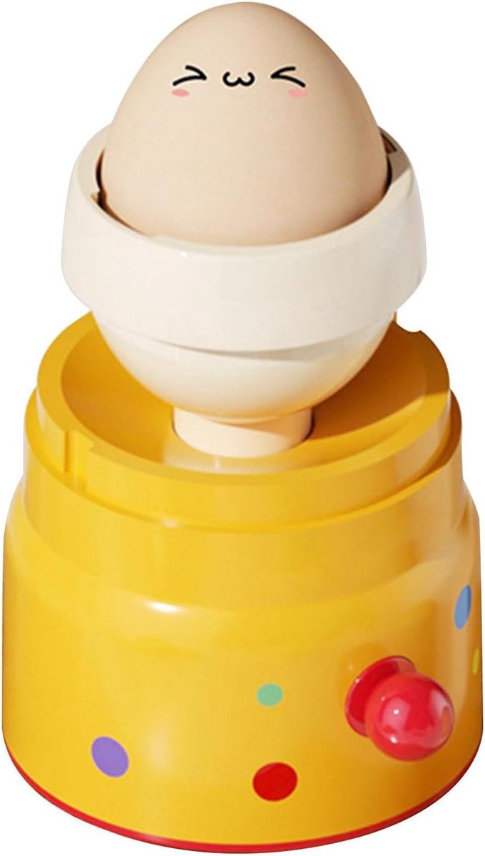 Eiermixer Handmatig - Keuken Gadget - Gouden Eieren Maken - Easy-Pull Mechanisme - 15.5 x 8 cm - Geel
