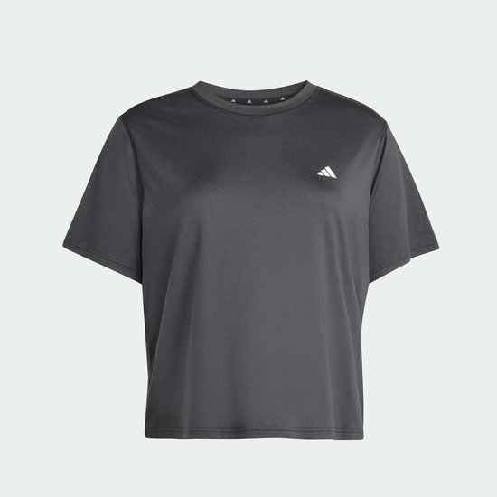 Donkergrijs Adidas performance T-shirt met korte mouwen en wit logo.