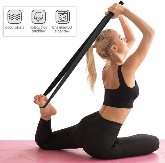 Draagbare Yoga Mat met Verstelbare Elastische Strap voor Pilates en Fitness, Zwart, Geschikt voor Alle Yoga Matten — afbeelding 3