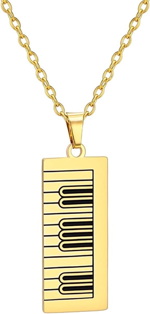 Piano Keyboard Ketting - Muziek Ketting - Muziek Liefhebbers - Roestvrij Staal - 1 Stuk - Zilver