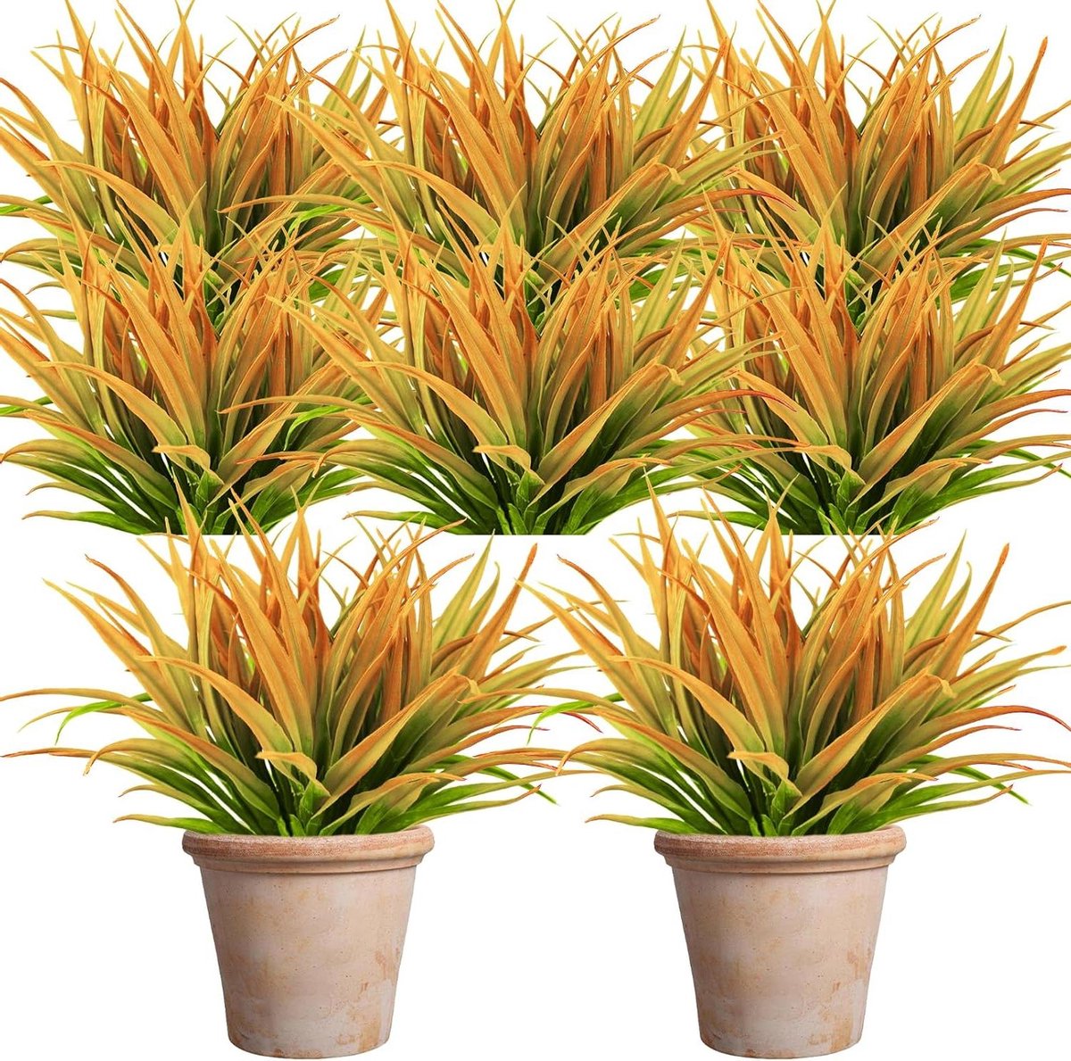 Kunstgras Stelen - Nep Grassen - Tuin Decoratie - UV-bestendig - 45 cm - Groen