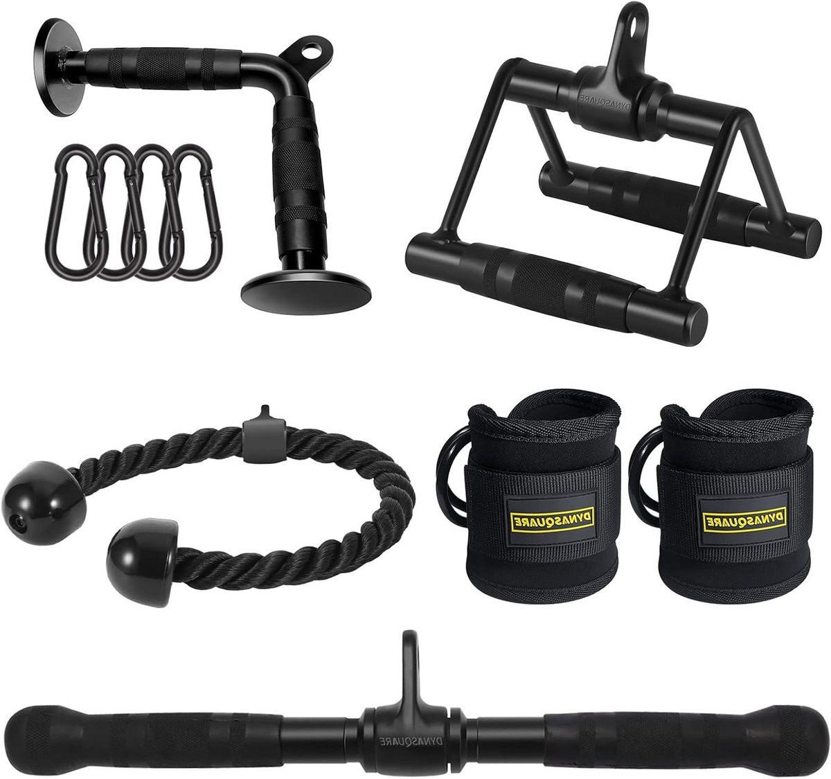 Fitness Kabel Accessoires - Kracht Toning Set - Kracht Training - 360 Graden Draaibaar - Set van 6 - Zwart