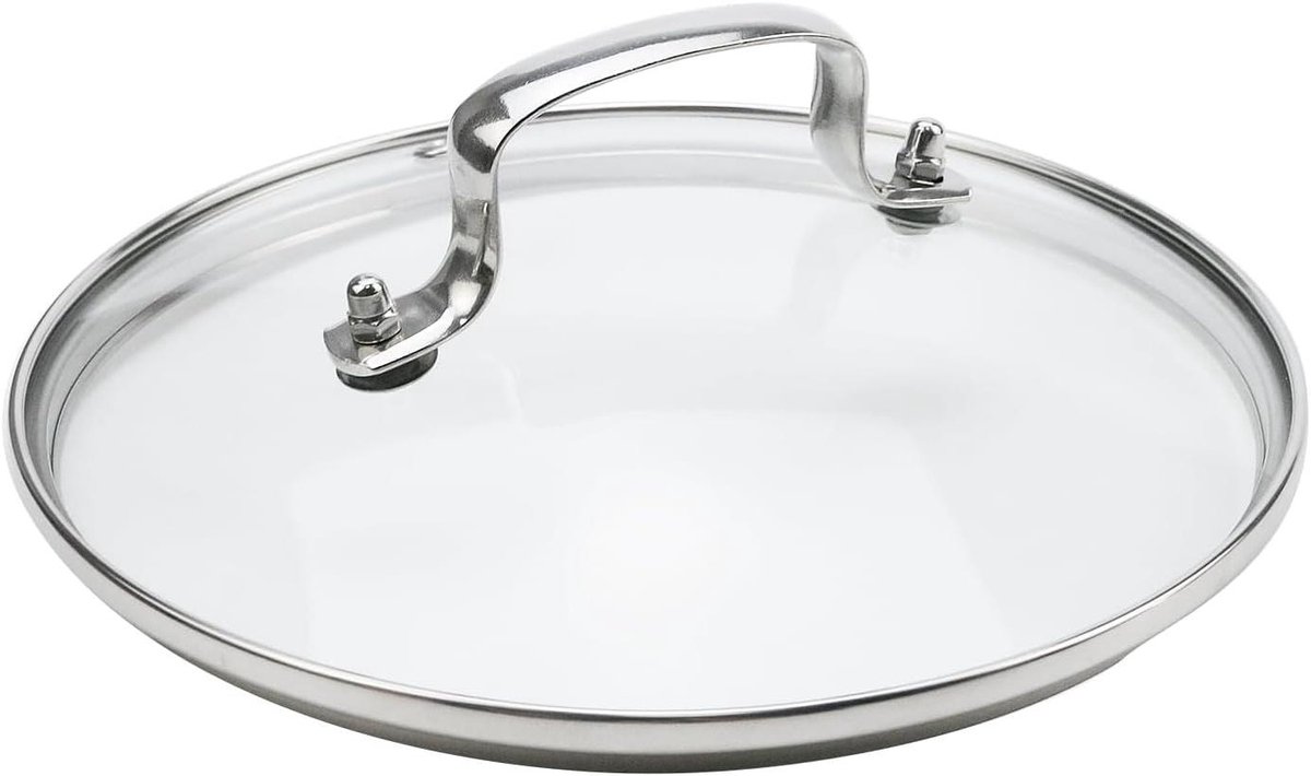 Potdeksel met Handvat - Kookdeksel Pannendeksel - Koken en Bakken - Gehard Glas - 21 cm Buitendiameter - Transparant