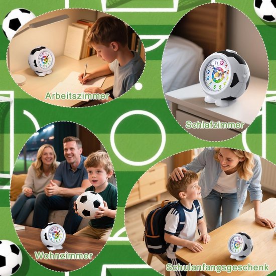Kinderwekker Zonder Tikgeluid - Analoge Wekker Kinderen - Tijd Leren - Nachtlamp Functie - 11.5 cm Hoog - Paars — afbeelding 4