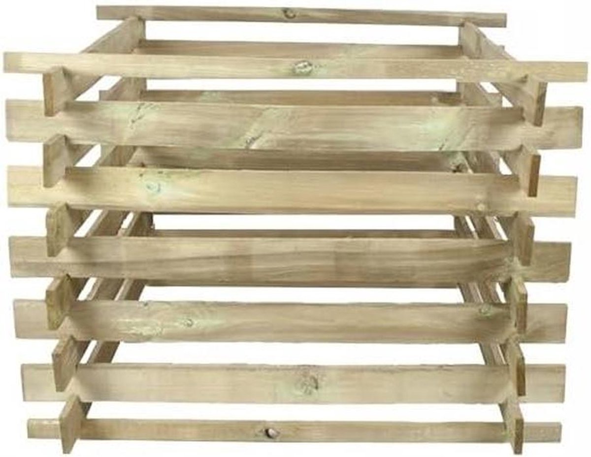 Compostbak Hout - Compostcontainer Tuin - Afval Verwerken - Vacuüm Geïmpregneerd - 100x100x72 cm - Natuurlijk