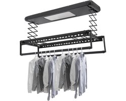Elektrisch Droogrek - Hangende Wasdroger Plafond - Was Drogen - Met Afstandsbediening - 125 x 31 x 7 cm - Zwart