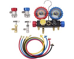 HVAC Meterset - Koelmiddelmeter Set - Airco Onderhoud - Hoge Compatibiliteit - 1.5m Slangen - Messing