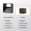 Applique murale noire avec batterie 5200 mAh, remplaçable, avec indicateur et autonomie de 90 jours.