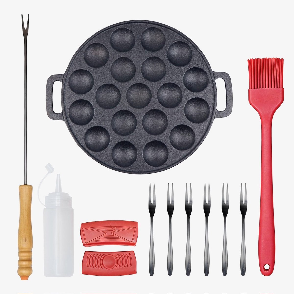 Gietijzeren poffertjesplaat - koken - bakken Poffertjes pan - Inclusief veel accessoires