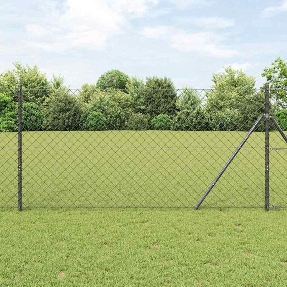 Hekpalen Set - Stalen Palen - Tuin Afzetten - Weerbestendige Coating - 4 Stuks 1 Meter - Grijs