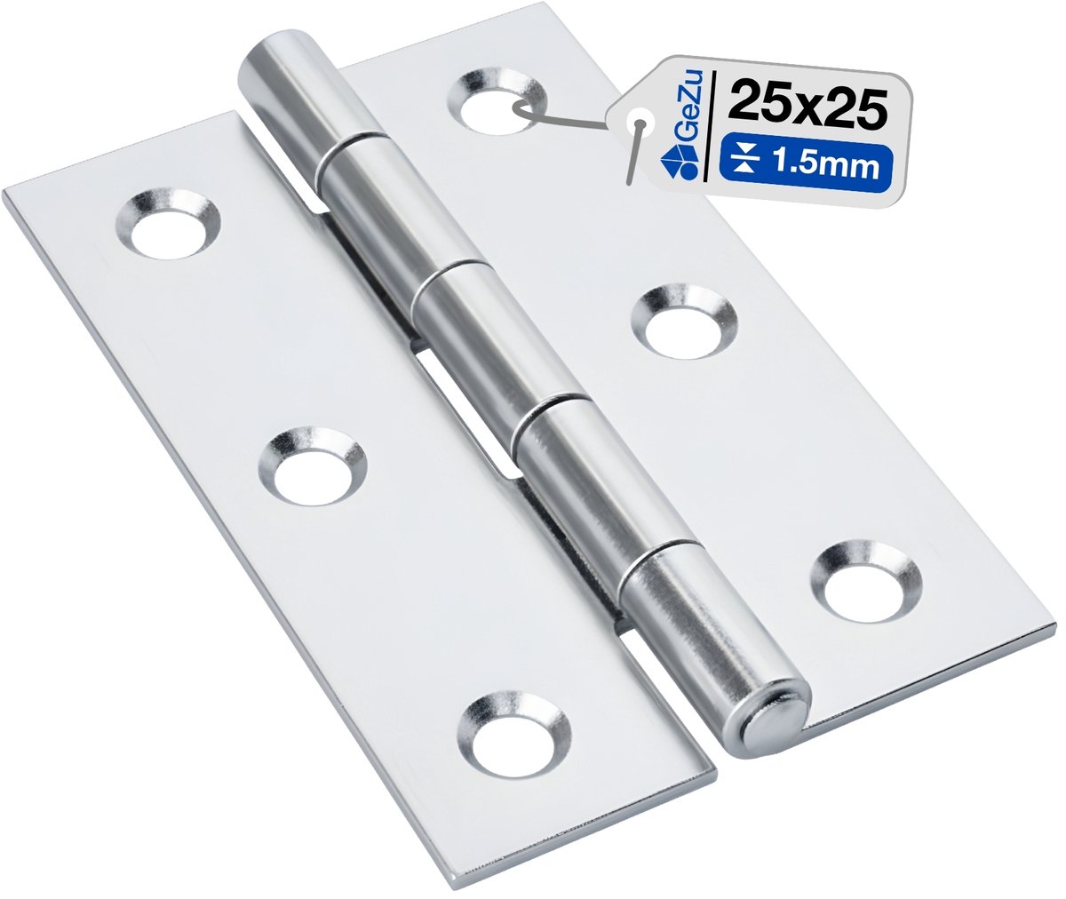 GeZu Impex Deur scharnier 25×25 mm Gegalvaniseerd – Compact Scharnier voor Kastjes, Dozen en Meubels