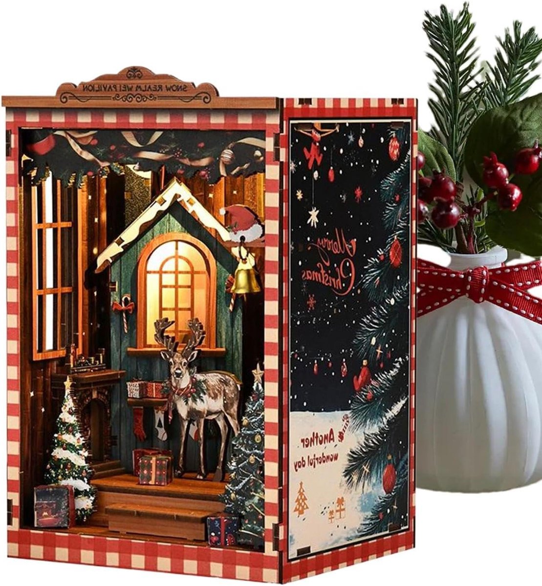 Poppenhuis Kits,Kerst 3D Houten Poppenhuis Bouwpakket voor Kinderen - Decoratief Modelbouw Craft Benodigdheden voor Kinderen en Volwassenen | Studiekamer Studentenkamer