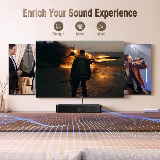 Compacte Soundbar - Tv Geluidssysteem - Home Entertainment - Ingebouwde Subwoofer - 165 Inch - Zwart van Merkloos — afbeelding 5