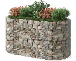 Gabionen Steenkorf - Bloembak Buiten - Tuin Aankleden - Roestvrij Verzinkt - 200 x 100 x 100 cm - Zilver