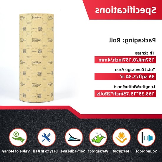 2 rollen zelfklevende geluidsisolerende mat van 4mm, 420×40 cm, perfect voor thermische isolatie en akoestische demping (3,34㎡) — afbeelding 5