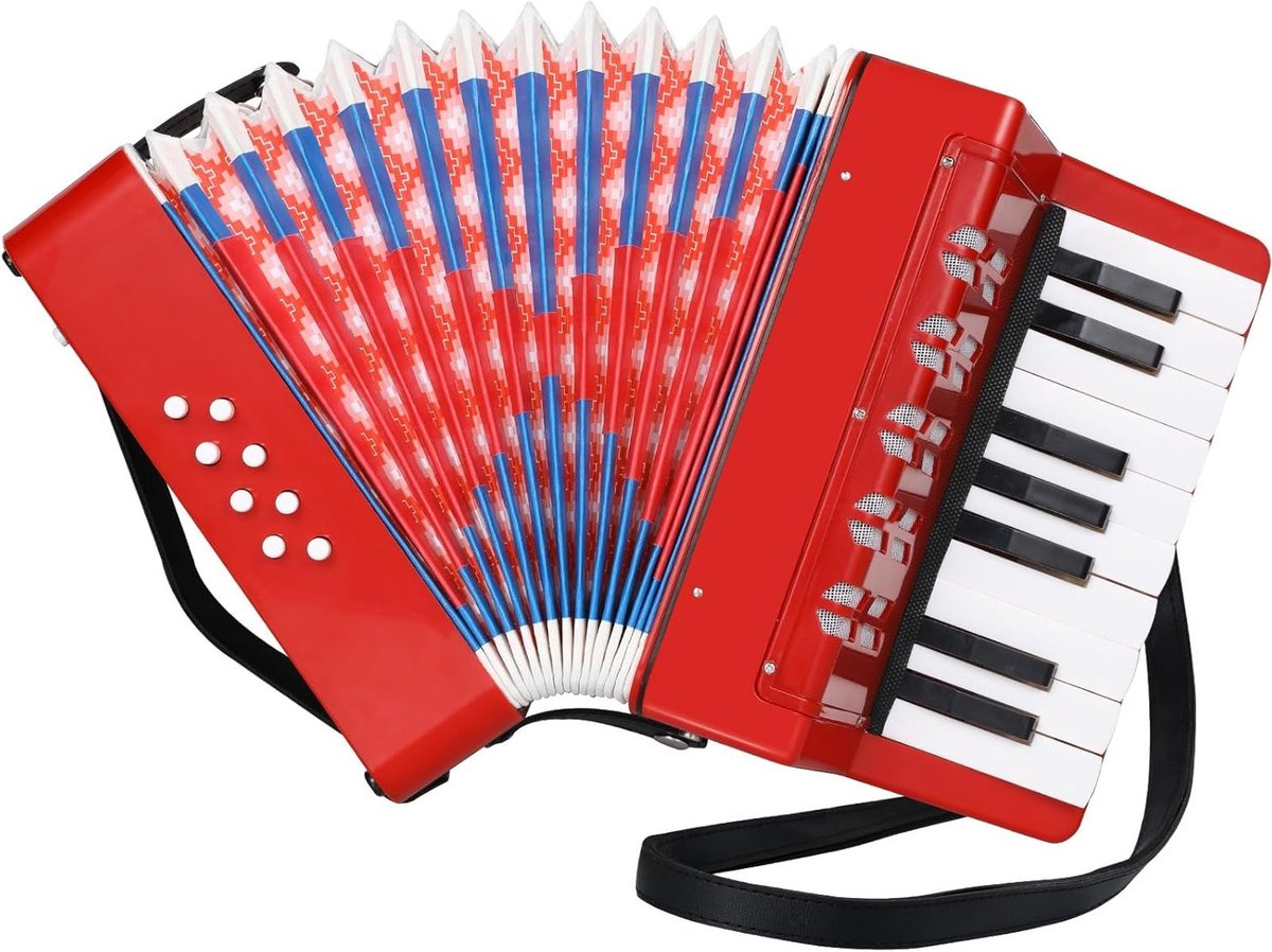 Diatonische Accordeon voor Kinderen met 17 Toetsen en Verstelbare Bandjes, Muzikaal Speelgoed voor Kinderen vanaf 3 Jaar, Perfecte Cadeaukeuze voor Muziekliefhebbers