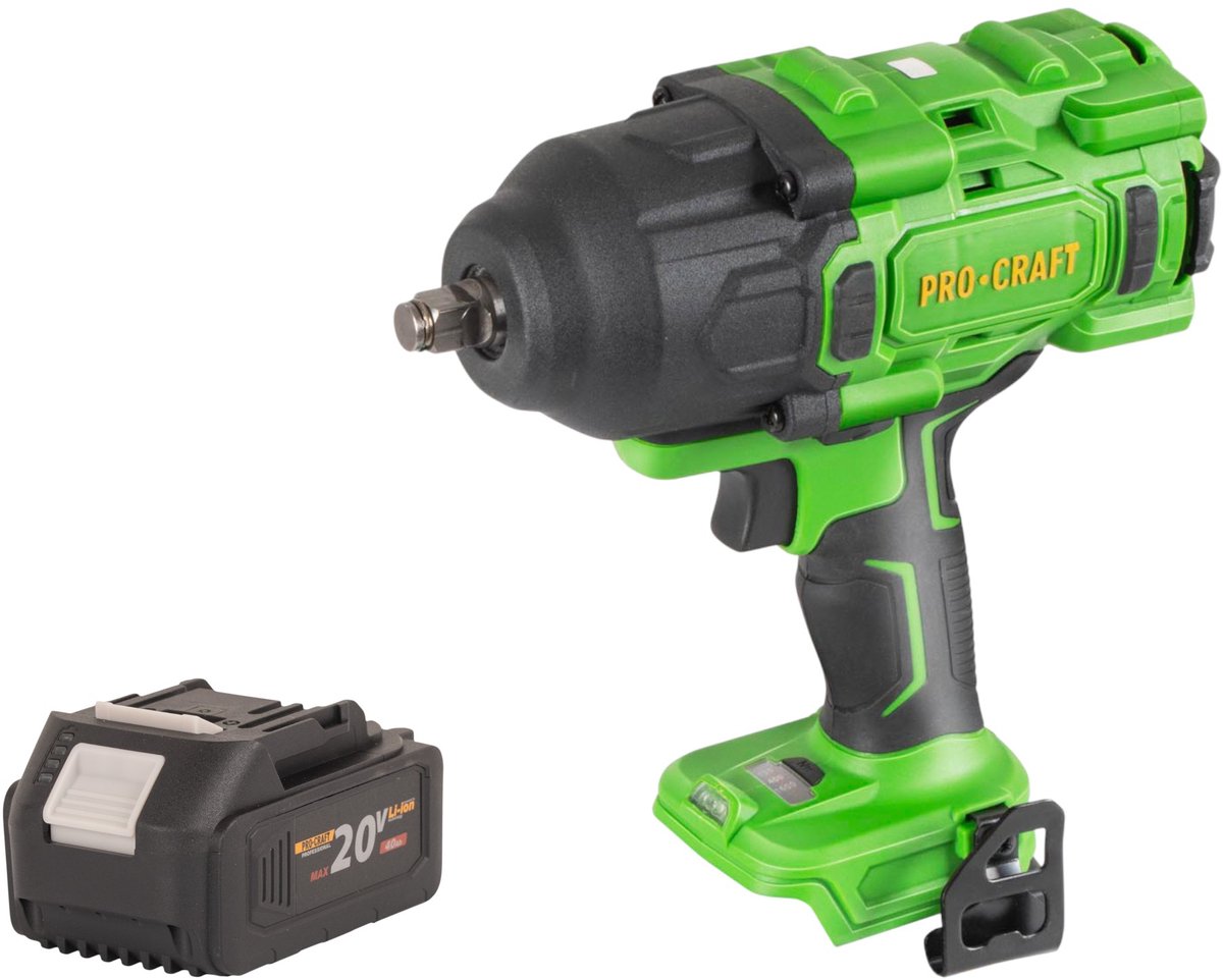 Procraft PWA80bb accu-slagmoersleutel 20 V 1600 Nm 1/2" borstelloos + 1x accu 4,0 Ah - zonder oplader