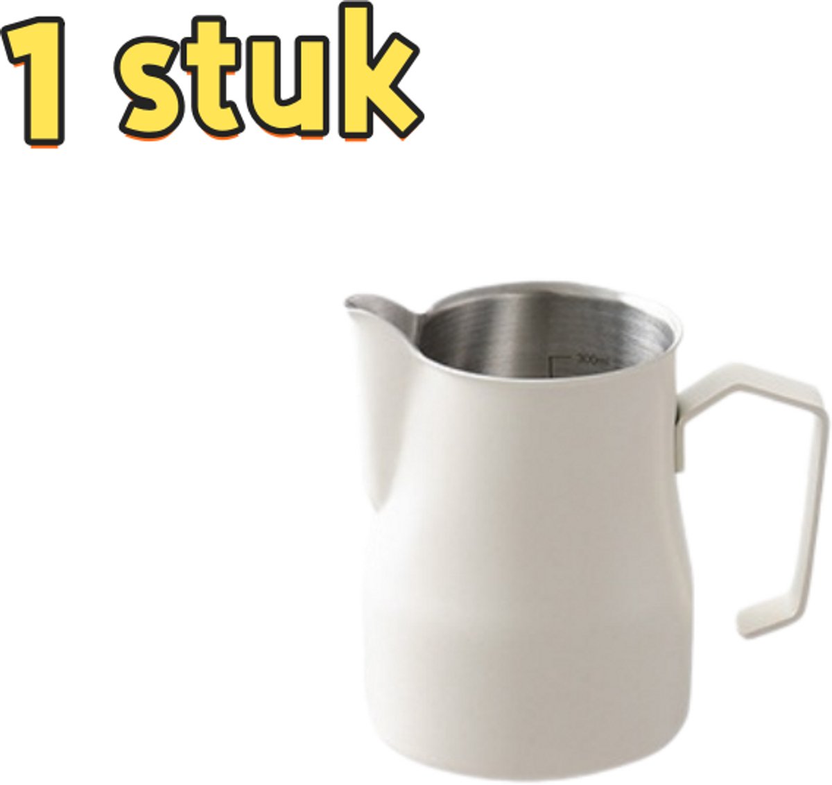 1 stuk - Latte art kan van roestvrij staal - 350 ml - Tuit - Melkbekertuit - Koffieliefhebber - Keukengadget - Geschikt voor latte art - 11*7,5*10,6 cm - Gebroken wit