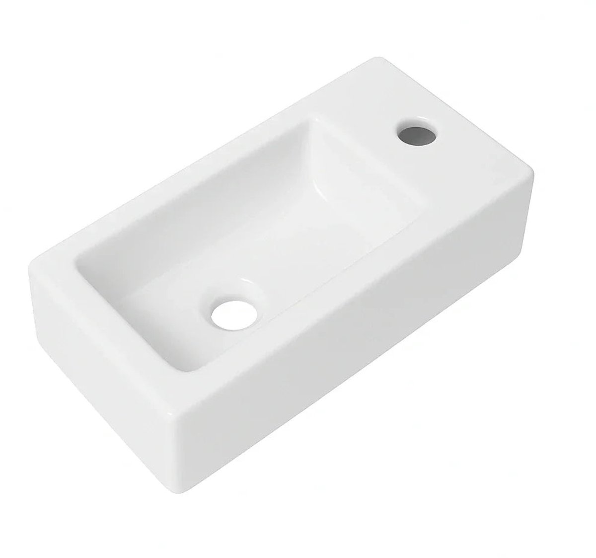 DutchLine - Crea Mini Fontein - Glans Wit - Kraangat Rechts