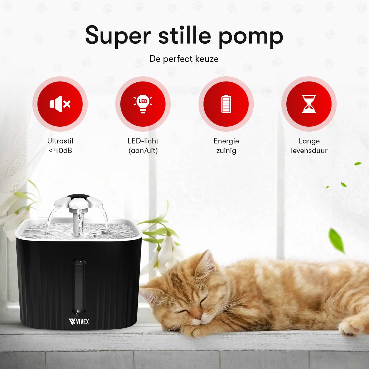 Vivex® Drinkfontein - Waterfontein voor Katten en Honden - Incl. 12 Filters en cleaning tool - Muisstil - Extra Filters thumbnail 4