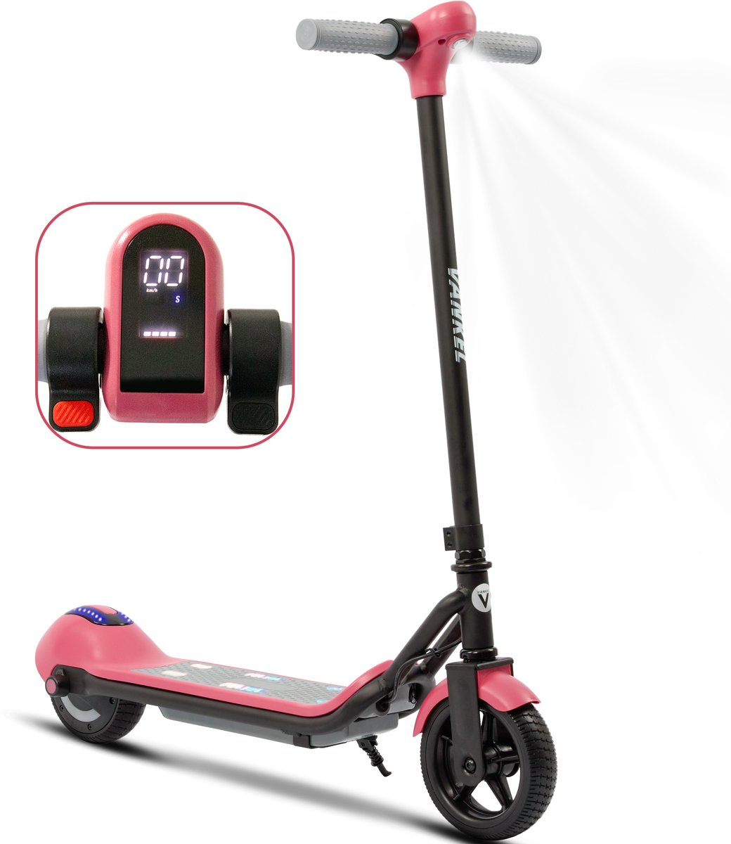 Vankel Elektrische step voor kinderen- Bereik tot 10km - 110W Motor - Maximumsnelheid 14 km/u - 6.5 Zoll Banden - Maximale Belasting 60kg -Anti-kras voetmat ontwerp- Opvouwbare Kinderstep voor 6-12 jaar- roze
