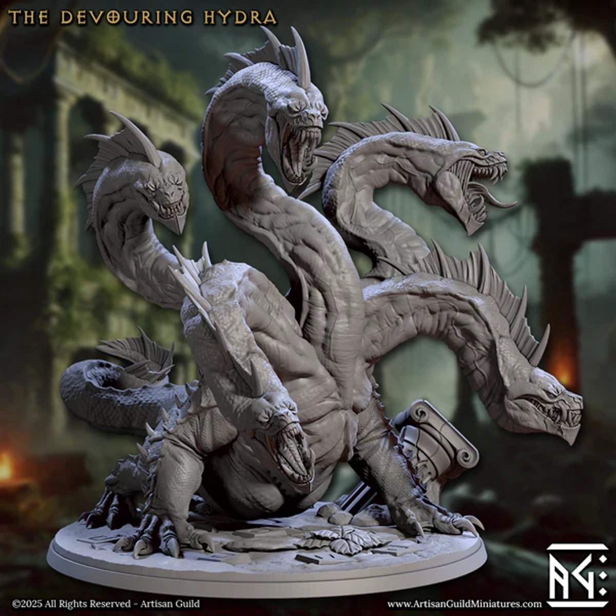 The Devouring Hydra - Artisan Guild Miniatuur - 32mm scale miniature - miniatuur - D&D