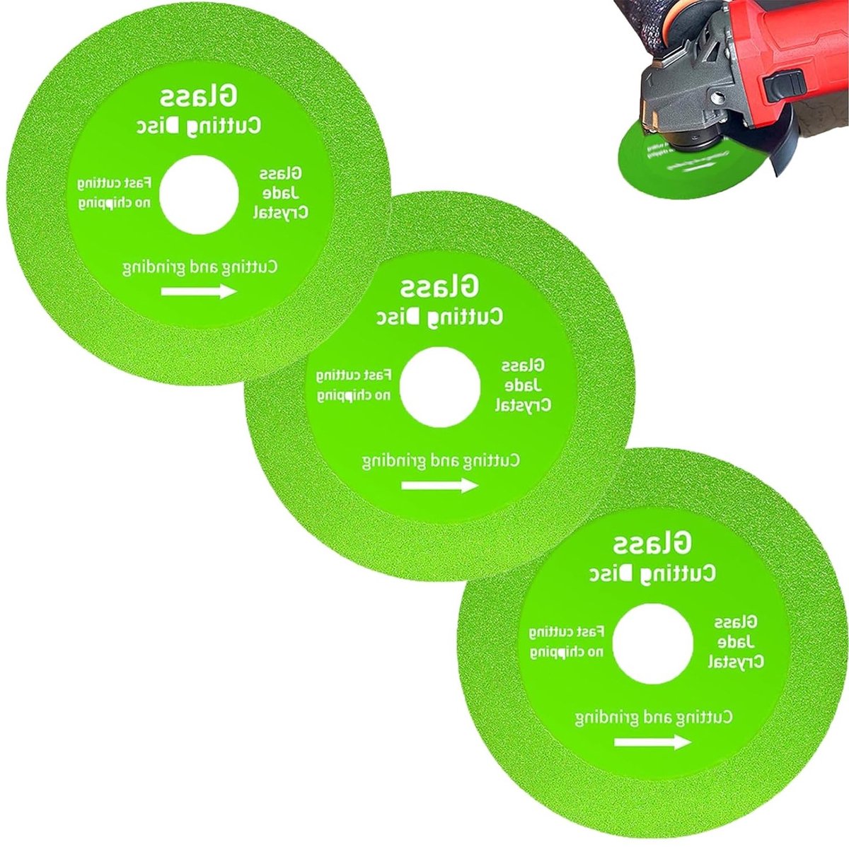 Set van 3 Professionele Glas Snijdiscussen 115 x 15 x 22,22 mm voor Nauwkeurig Snijden, Bevelen en Schuren van Glas, Jade, Keramiek en Tegels