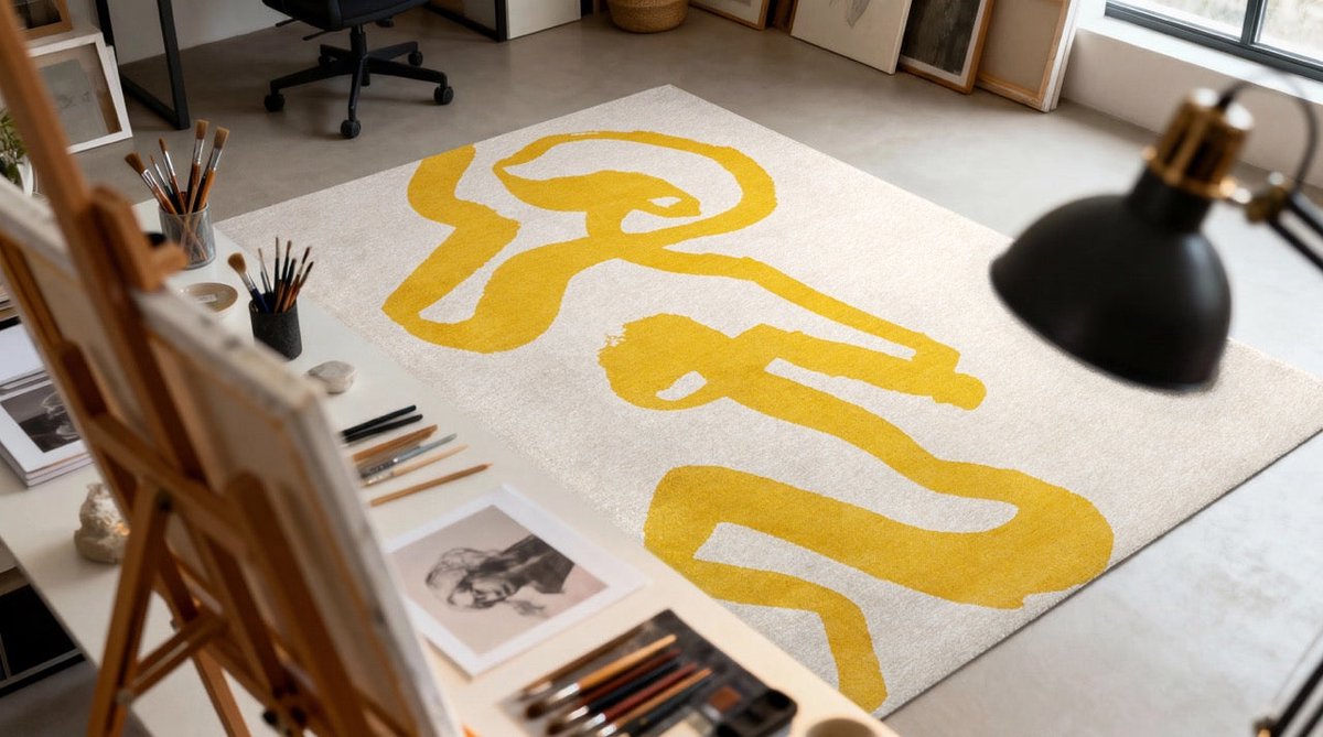 Wasbaar Binnen & Buiten Vloerkleed - 240 x 340 cm - Louis De Poortere Ribbon Pure Yellow - Laagpolig Tapijt - Gerecycled PET - Made in Belgium - Circulair