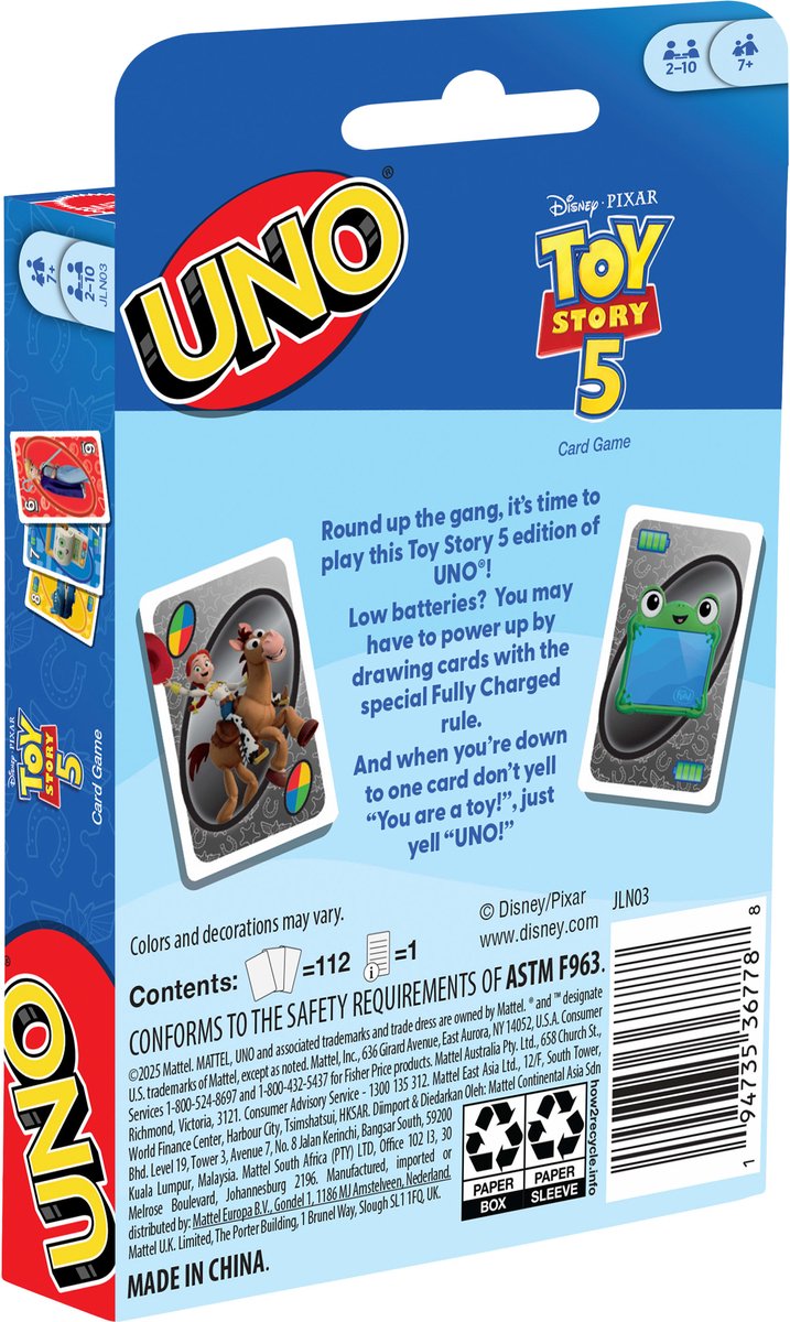 Mattel Games UNO Disney en Pixar Toy Story 5 - kaartspel — afbeelding 4