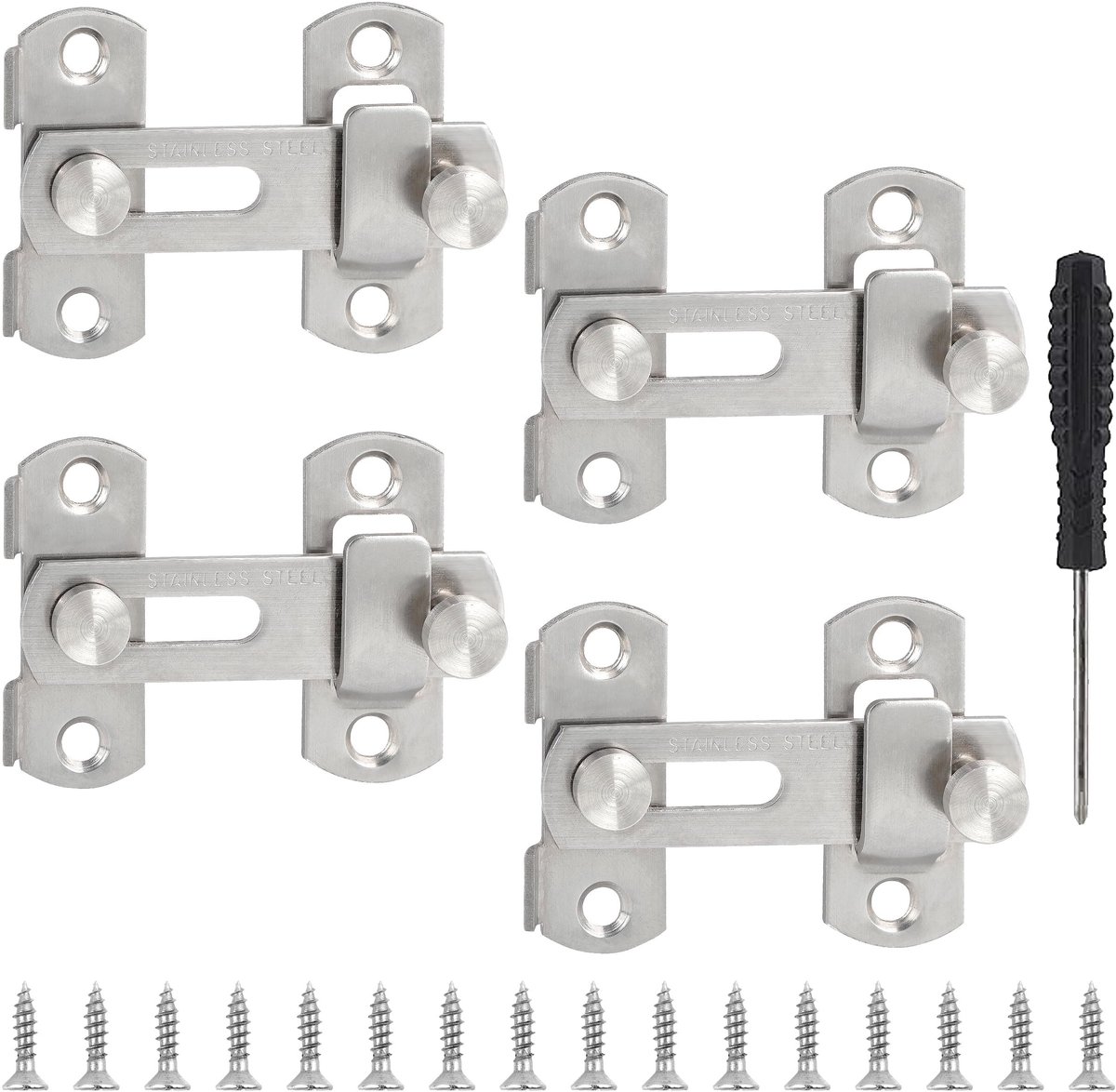 Allecto - Zilver Grendelslot - Deurslot Roestvrij Staal - 3 inch - Veiligheid - Anti-diefstal - Geschikt voor Deuren en Ramen - Zilver