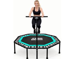 Zero Gravity Fitness-trampoline 135 cm - extra groot springvlak, ideaal voor jumping fitness - stabiele achthoekige indoor-trampoline met handgreep - hoogwaardige bungee-vering - tot 130 kg