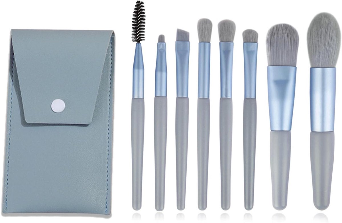 Complete Set van 8 Professionele Make-upkwasten voor Foundation, Poeder, Blush en Oogschaduw