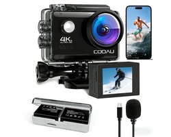 COOAU Action Camera – 4K 20MP – 60FPS / 40M Waterdicht / WiFi – Touchscreen – Externe Microfoon – Inclusief Accessoires – Actiecamera – Onderwatercamera