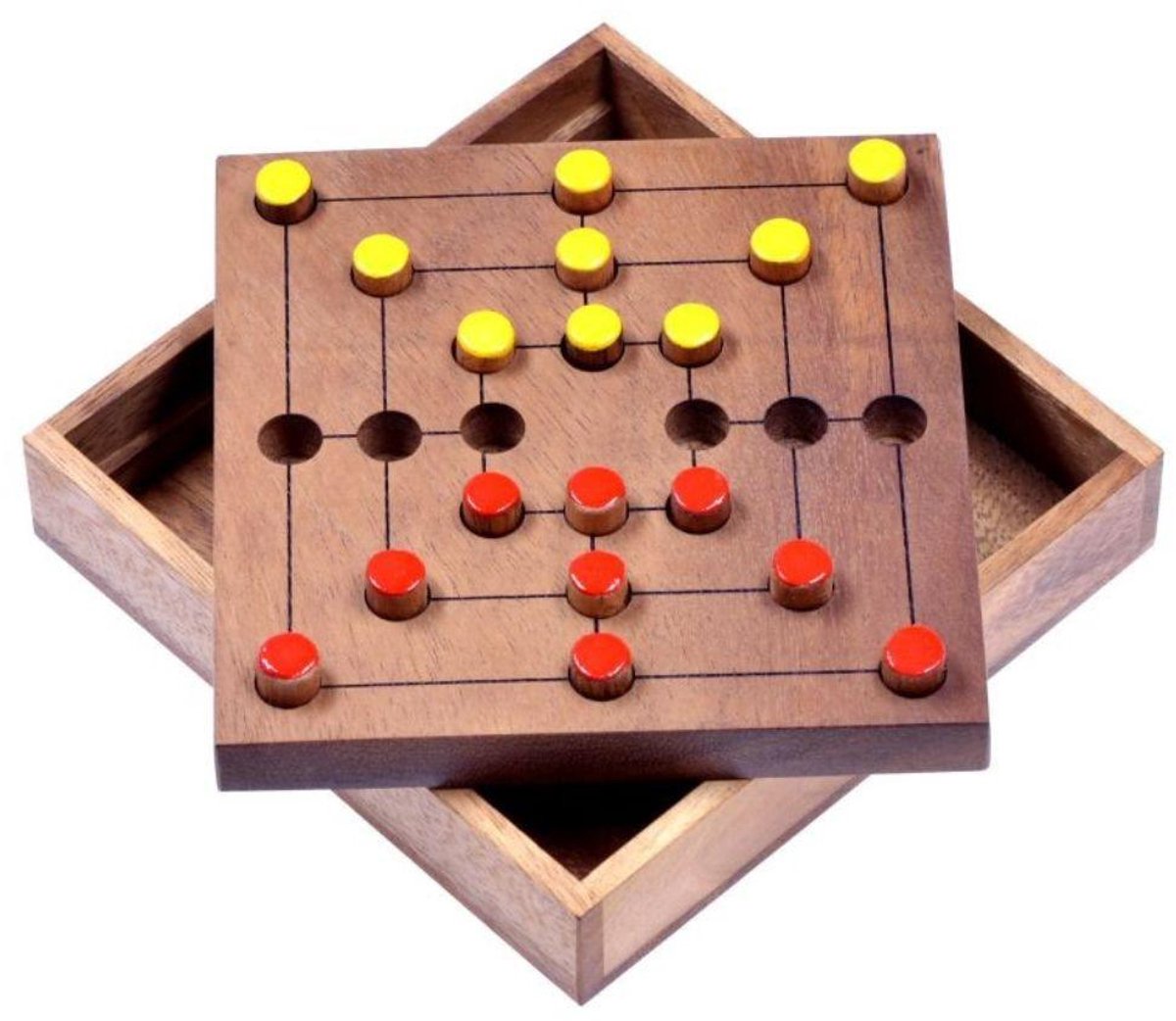Mill – Handgemaakt Houten Strategisch Denkspel voor 2 Spelers | Molenspel | Klassiek Bordspel | Cadeau voor het Gezin | Uit de Oude Doos