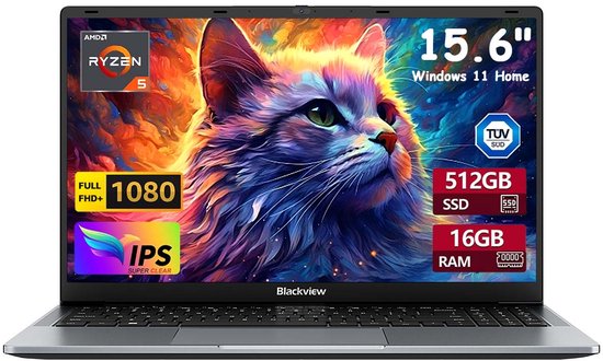 Blackview AceBook 6 - Laptop - 16GB DDR4 + 512GB SSD AMD Ryzen 5 3500U - 15,6 inch - Windows 11 Home - Grijs - Blackview - Hoofdafbeelding