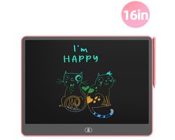 16 inch LCD Tekentablet met pen – Kleurenscherm – Tekenbord Kinderen voor Tekenen en Schrijven– Groot Formaat Schrijfbord – Grafische Tablet voor Meisjes – educatief voor kinderen – Lichtroze