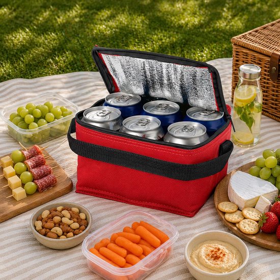 Bullet kleine koeltas voor sixpack blikjes - 3,5 liter - rood - 20 x 15 x 12 cm - Lunchtrommel van Bullet — afbeelding 3