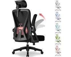 Hiaonyx bureaustoel – ergonomische bureaustoel voor volwassenen - Opklapbare armleuningen – 4D lendensteun met zachte vulling – Vergrendelbare rugleuning – Max. kanteling 135° - Zwart