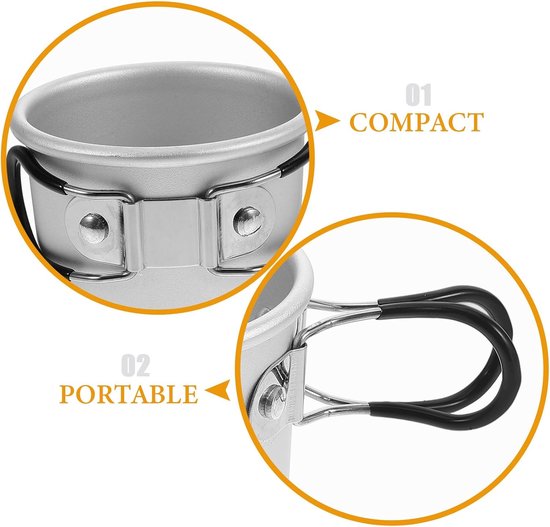 4 stuks - Kampeer beker - Aluminimum beker - Kampeer beker metaal - Aluminium bekers kamperen - Opvouwbare drinkbeker - Met opvouwbare handvat - 65mm Lichtgewicht Drinkbekers - voor Buiten Wandelen & Picknick — afbeelding 4