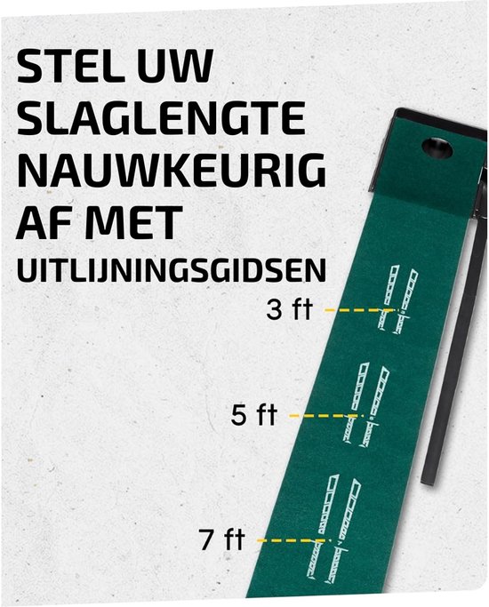 Putting Mat Realistische Golftraining Voor Thuis en Buiten - Golfmat Met Pitch en Put Oefenfunctie Voor Betere Precisie - Oefenmat Golfen Met Retourbaan en Tweekleurig Gras - Incl. 3 Ballen Voor Direct Trainen van Merkloos — afbeelding 3