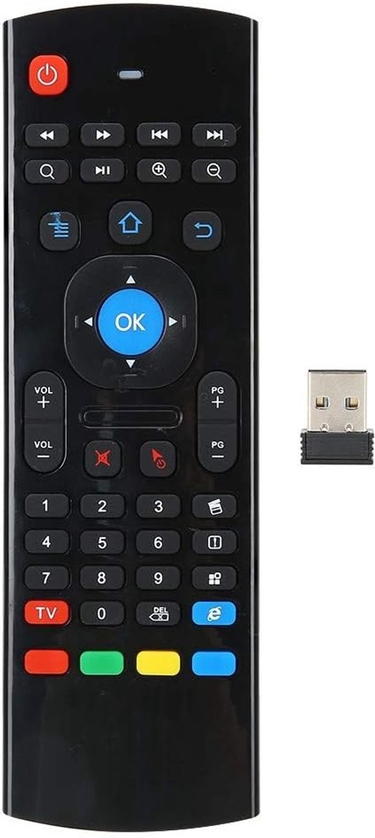 Allecto - Draadloze afstandsbediening - Air Mouse - Bewegingsdetectie - Zwart - TV PC - Infrarood - Geschikt voor alle apparaten - Zwart model.