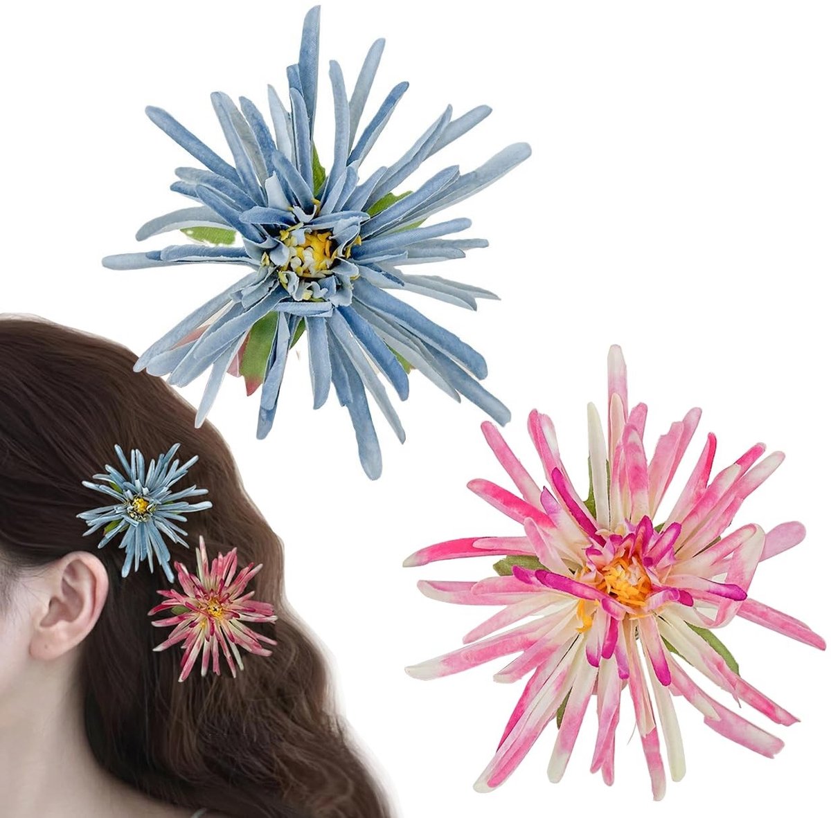 Allecto - Haarspelden - Kunststof haaraccessoires - Boho stijl - Madeliefjes haarspelden - Perfect voor feestjes en festivals - Geschikt voor kinde...