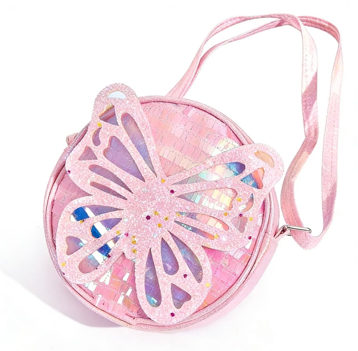 Allecto - Meisjes Handtas - Schoudertas voor Kinderen - Met Vlinders en Sequins - 16 x 5 x 16 cm - Geschikt voor 5-10 jaar - Speelse Accessoires